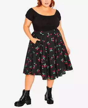 Модное платье больших размеров cherry desire City Chic, мульти