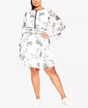 Модное платье больших размеров irena с длинными рукавами City Chic, мульти