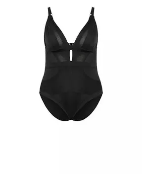 Модное платье больших размеров с глубоким вырезом, 1 шт CITY CHIC, черный