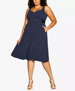 Модное платье большого размера nova без рукавов City Chic, синий