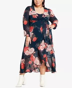 Модное платье макси Sadie больших размеров City Chic, цвет Navy Gardenia