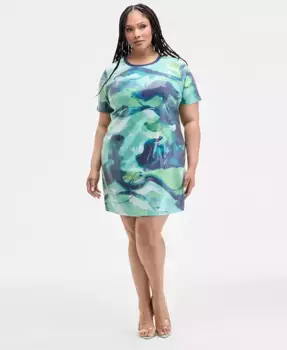 Модное платье с принтом и пайетками с коротким рукавом больших размеров Nina Parker, мультиколор