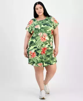 Модное платье с застежкой на плече Plus Size FULL CIRCLE TRENDS, мультиколор