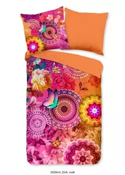 Модное постельное белье с мандалами и бабочкой - Ziva - 135х200 см - 100% хлопок/сатин Muller Textil