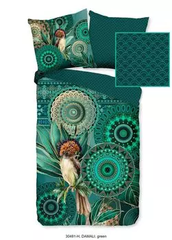Модное постельное белье с мандалами, листьями и птицами - Damali - 135х200 см - 100% хлопок/сатин Muller Textil