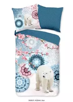Модное постельное белье с мандалами и белым медведем - Кадьяк - 155х220 см - фланель/бобр Muller Textil