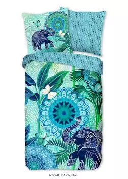 Модное постельное белье с мандалами, листьями и слоном - Isara - 155х220 см - 100% хлопок/сатин Muller Textil