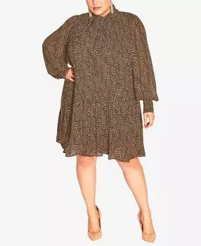 Модное сексуальное леопардовое платье больших размеров City Chic, мульти