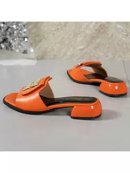 Модные и простые женские босоножки на высоком каблуке, апельсиновый