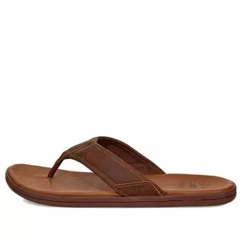 Модные сандалии seaside flip кожаные тапочки из коровьей кожи кофе Ugg, коричневый