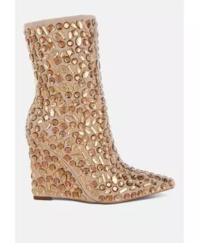 Модные сапоги Titan Diamante Slim на танкетке London Rag, коричневый/бежевый