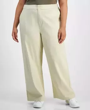 Модные широкие брюки из твила больших размеров Celebrity Pink, бежевый