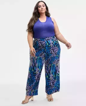 Модные широкие брюки с принтом больших размеров Nina Parker, мультиколор