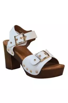 Модные туфли на каблуке с пряжкой под дерево IVACHY, белый