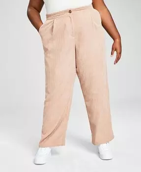 Модные вельветовые брюки больших размеров со складками на талии And Now This, цвет Almond