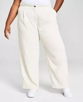 Модные вельветовые брюки больших размеров со складками на талии And Now This, цвет Bone