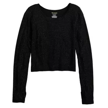 Модный бесшовный топ в рубчик с длинными рукавами Tek Gear для девочек 7–20 лет, цвет Mineral Black