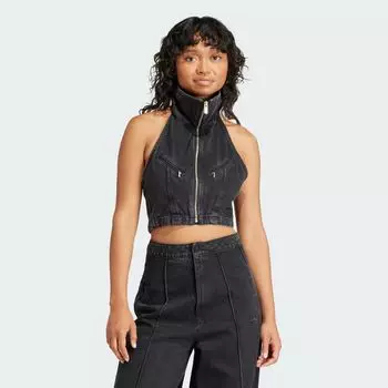 Модный джинсовый укороченный жилет Montreal Adidas, цвет Medium Black Denim