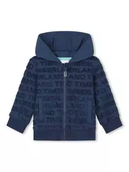 Модный французский махровый кардиган с капюшоном на молнии с логотипом baby fancy Timberland, синий
