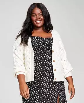 Модный кардиган больших размеров с V-образным вырезом и рукавами And Now This