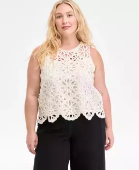 Модный плюс сайз топ с кружевом и пайетками в форме ракушки On 34th, желтый