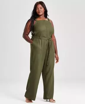 Модный практичный комбинезон больших размеров с широкими штанинами And Now This, зеленый