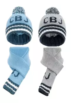 Модный шарф Cipo & Baxx с помпоном в наборе 2 штуки (4 тиг.), серый