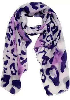 Модный шарф Leslii с леопардовым принтом, фиолетовый