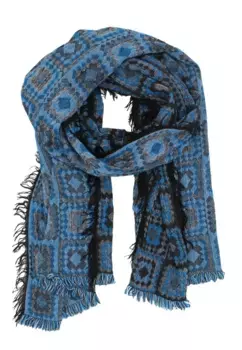 Модный шарф leslii с необычным плиточным узором, синий