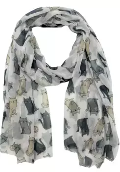 Модный шарф Leslii с рисунком кошки, серый