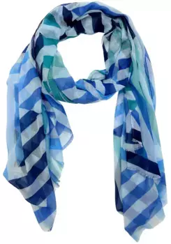 Модный шарф Leslii с узором в виде линий, синий