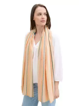 Модный шарф TOM TAILOR в полоску с бахромой, цвет Apricot Multicolor
