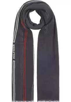 Модный шарф Tommy Hilfiger "ESSENTIAL FLAG SCARF" с надписью-логотипом, синий