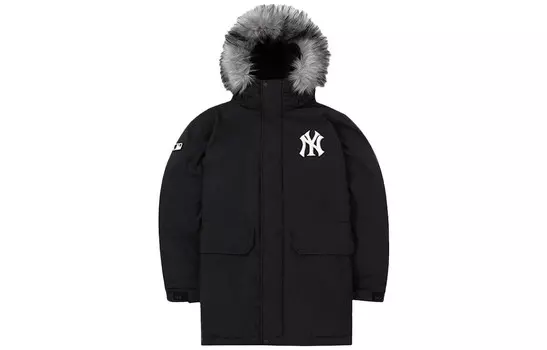 Модный спортивный пуховик унисекс черный Mlb