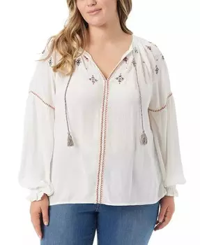 Модный топ больших размеров Lissy с украшением Jessica Simpson, белый