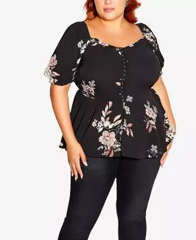 Модный топ больших размеров с причудливым принтом City Chic, мульти