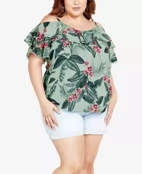 Модный топ больших размеров с принтом Phoebe City Chic