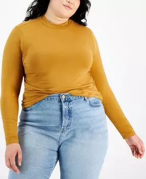 Модный топ больших размеров с воротником-стойкой и длинными рукавами Aveto, мульти