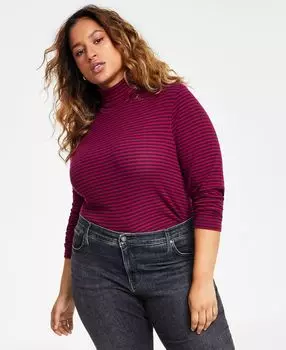 Модный топ с высоким воротником в рубчик и лунным воротом больших размеров Levi's, мульти
