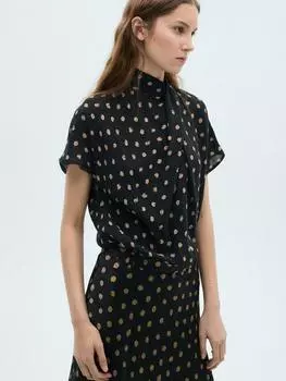 Модный топ в горошек Mango, черный