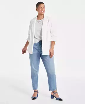 Модный удлиненный блейзер из понте-трикота больших размеров On 34th, черный