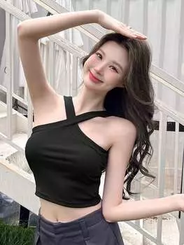 Модный укороченный женский топ DAZY с перекрестным дизайном и облегающим кроем, черный цвет