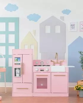 Модульная деревянная игровая кухня Teamson Kids Little Chef Charlotte, цвет Pink/Gold