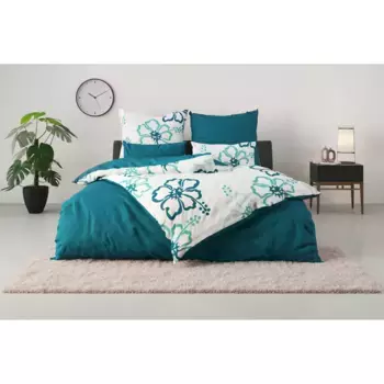 Мое домашнее двустороннее постельное белье «Личи», размер 135х200 см, с цветами, в наличии в 2-х вариантах, Гавайи My Home, цвет trkis