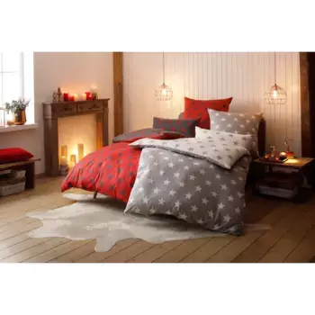 Мое домашнее двустороннее постельное белье «СТЕЛЛА», постельное белье со звездами, Рождество, зима My Home, цвет grau/wollwei