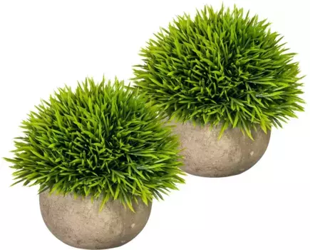 Мое домашнее искусственное растение "Кристин", трава, в бумажном горшке, 2 шт My home 12х12 см, зеленый