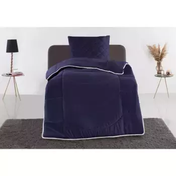 Мое домашнее одеяло+подушка «Микролюкс, пуховое одеяло 135х200 см, 155х220 см», (экономный комплект, 1х пуховое одеяло и 1х подушка), комплект с подушками 40х80 см, 80х80 см, лето, осень, зима в 4 цветах My Home, цвет blau