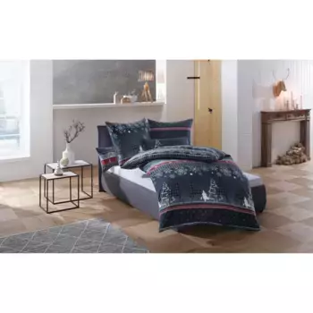 Мое домашнее постельное белье» Крисси в размере. 135x200 или 155x220 см, идеально подходит для Рождества", флис уютный и теплый зимой, рождественское постельное белье, зима My Home, цвет blau