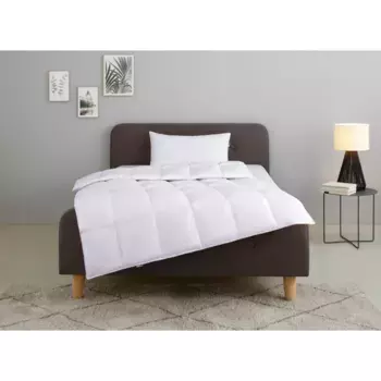 Мое домашнее пуховое одеяло + подушка "Irah duvet 135х200 см, 155х220 см", (экономный комплект), комплект с подушкой 80х80 см, лето, зима, производство Германия My Home, белый