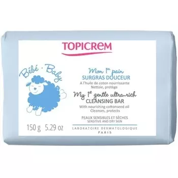 Мое первое нежное ультра-насыщенное очищающее мыло 150 г Topicrem